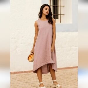 MagicLinen Royal Toscana Sleeveless Dress Woodrose Linen Women's Size Medium